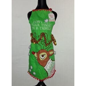 Christmas Reindeer Apron "Don't get your tinsel in a tangle"